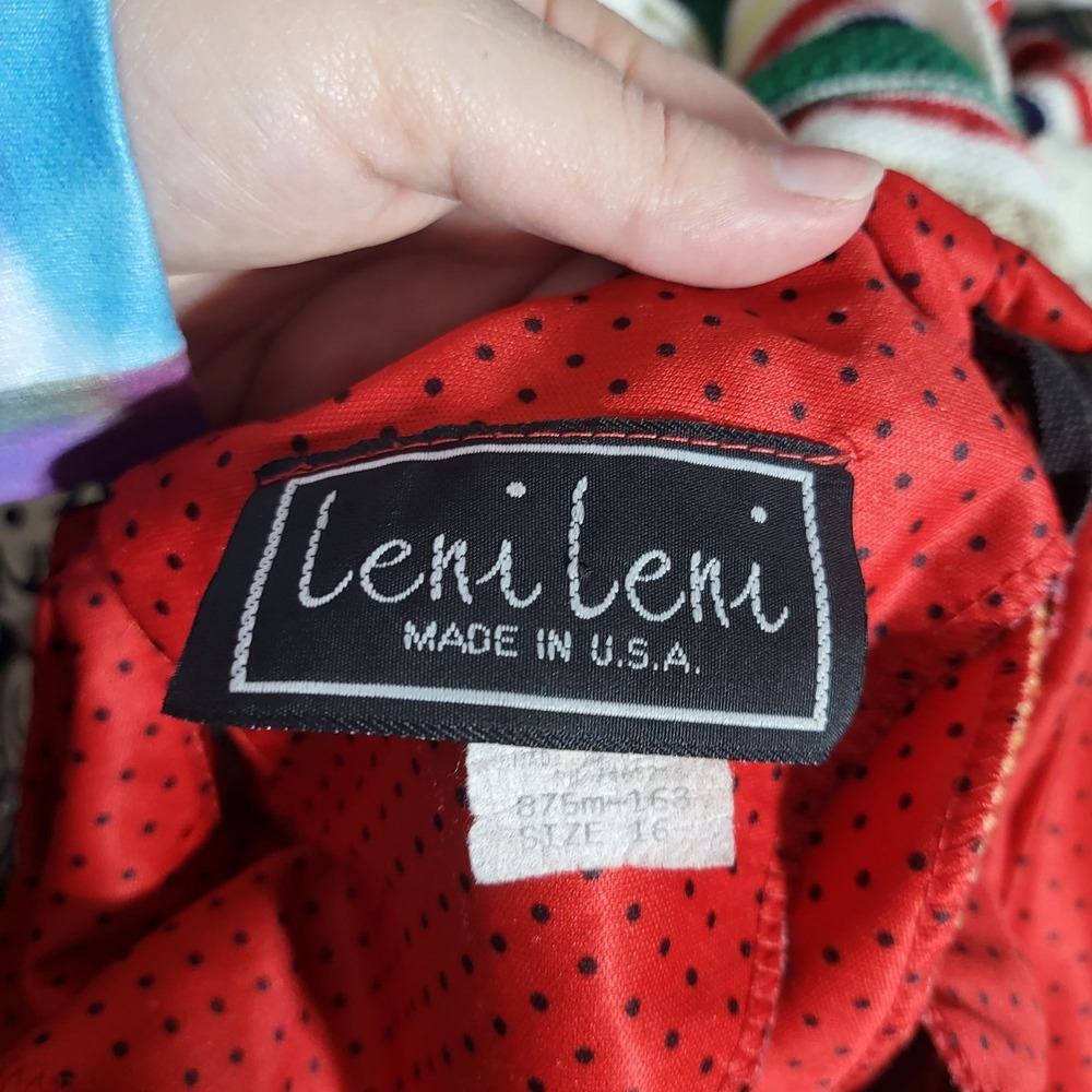 Vintage Leni Leni Women's Red and Black Polka-Dot Blouse Size 16 Retro Bright - Picture 5 of 8